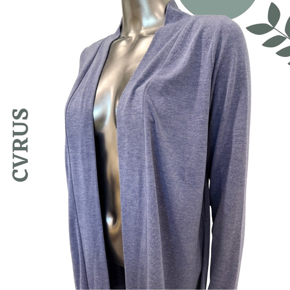 🛍️3/$40 Lightweight Longline Cardigan by Cyrus | Medium | Soft Stretch Knit Blue - Picture 4 of 7